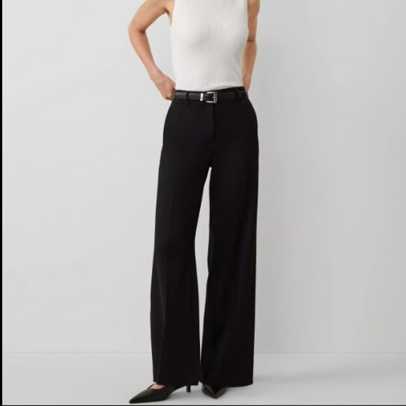 ANN TAYLOR THE PERFECT WIDE LEG PANT PANTS BLACK $139 4 - Picture 1 of 9